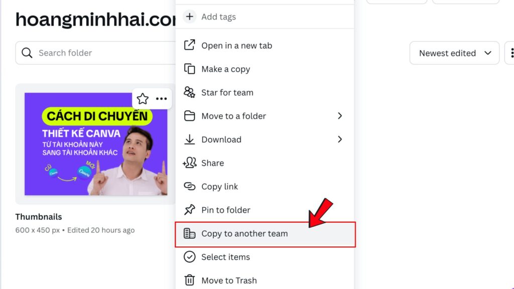 Cách Chuyển Thiết Kế Canva Sang Tài Khoản Khác Trong 1 Phút